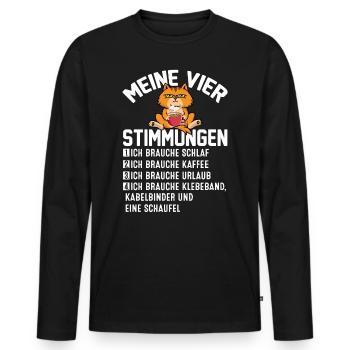 Meine Vier Stimmungen - Männer Premium Bio Langarmshirt - Schwarz - Vorne - Nico (187cm)