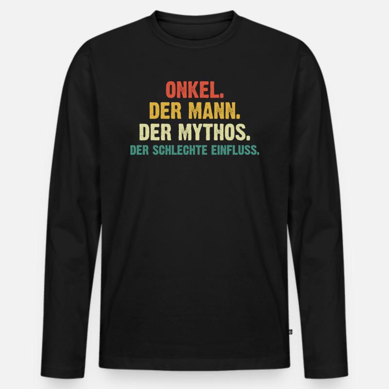 Onkel Der Mann Der Mythos - Männer Premium Bio Langarmshirt - Schwarz