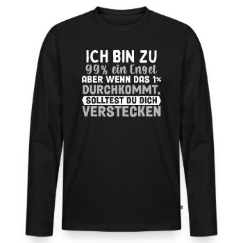 Ich Bin Fast Ein Engel - Männer Premium Bio Langarmshirt - Schwarz - Vorne - Nico (187cm)