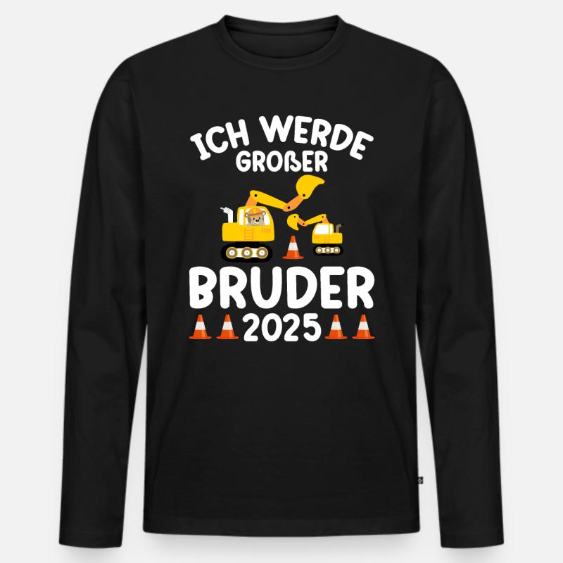 Ich Werde Großer Bruder 2025 - Männer Premium Bio Langarmshirt - Schwarz