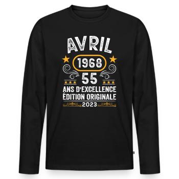 Birthday Vintage Gift Idea April 1968 55 - Men's Premium Organic Long Sleeve Shirt - black - Front - Nico (187cm)