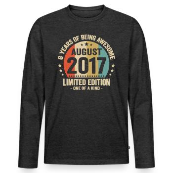 August 2017 6 Jahre Jubiläumsgeschenk - Männer Premium Bio Langarmshirt - Anthrazit meliert - Vorne - Nico (187cm)