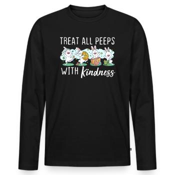 Treat All Peeps With Kindness Easter Teacher Gift - Men's Premium Organic Long Sleeve Shirt - black - Front - Nico (187cm)