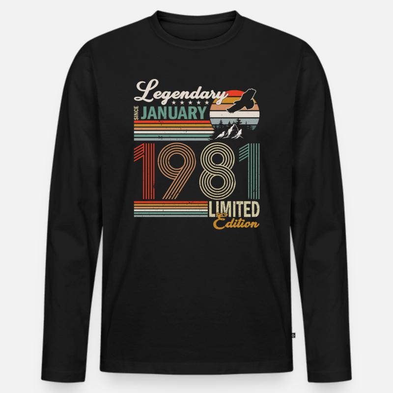 Awesome seit Januar 1981 - Männer Premium Bio Langarmshirt - Schwarz