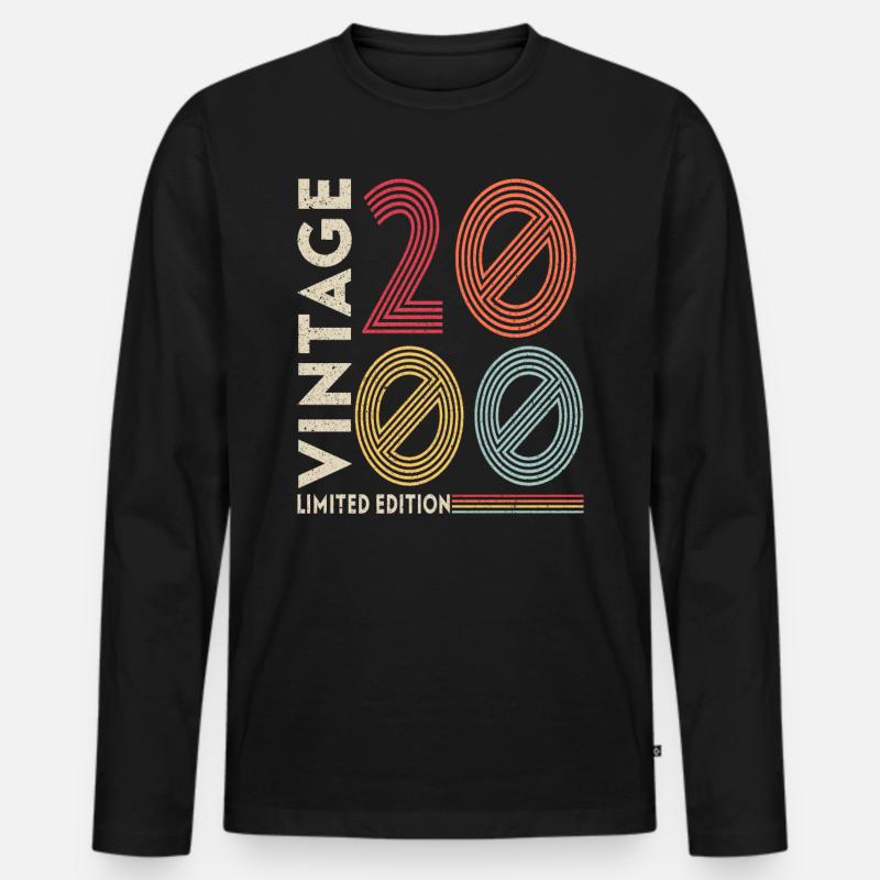 Original 2000 - Männer Premium Bio Langarmshirt - Schwarz