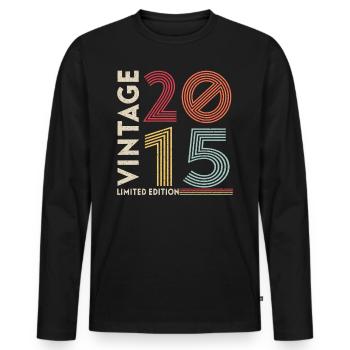 Old School 2015 - Männer Premium Bio Langarmshirt - Schwarz - Vorne - Nico (187cm)