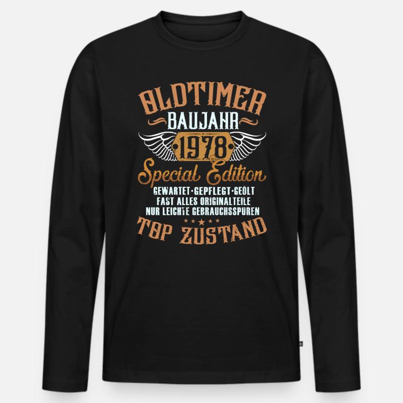 oldtimer 1978 originalzustand - Männer Premium Bio Langarmshirt - Schwarz