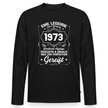 Legende von 1973 - Männer Premium Bio Langarmshirt - Schwarz - Vorne - Nico (187cm)