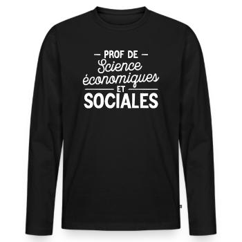 Prof de sciences économiques et sociales - T-shirt manches longues Premium bio Homme - noir - Devant - Nico (187cm)