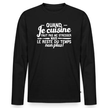 Je cuisine mais je ne fais pas la vaisselle humour - T-shirt manches longues Premium bio Homme - noir - Devant - Nico (187cm)