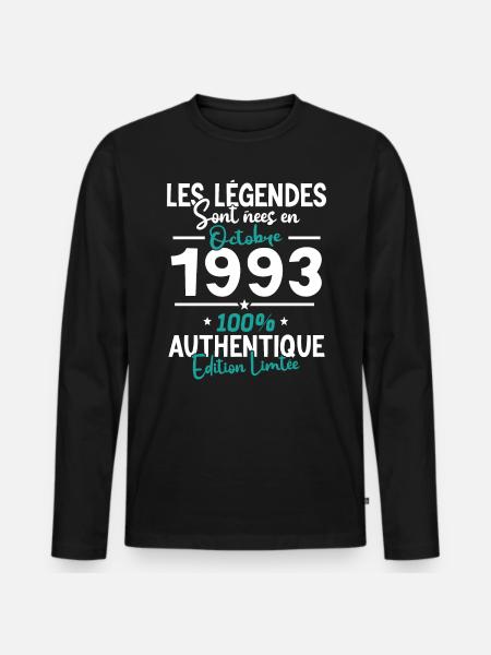 Legends October 1993 - 30 years - Men's Premium Organic Long Sleeve Shirt - black