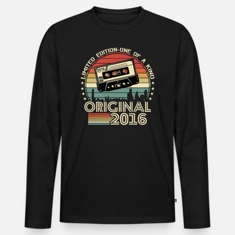 Retro '16 B-Day Gift - Männer Premium Bio Langarmshirt - Schwarz
