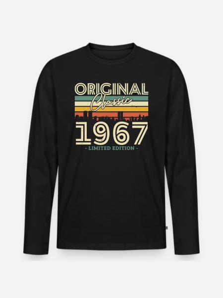 Millésime 1967 Cadeau 56/57 Anniversaire - T-shirt manches longues Premium bio Homme - noir