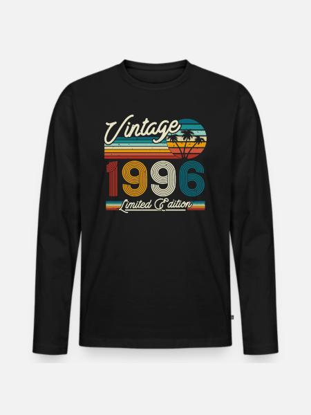 Vuoden 1996 rajoitettu syntymäpäiväpainos - Premium luomulaatuinen miesten pitkähihainen paita - musta