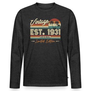 Vintage Gift 1931 - Men's Premium Organic Long Sleeve Shirt - heather anthracite - Front - Nico (187cm)