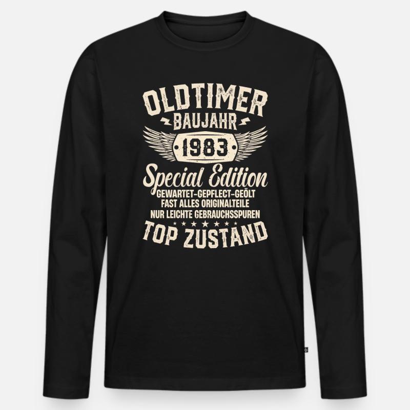 Retro Schatz von '83 - Männer Premium Bio Langarmshirt - Schwarz