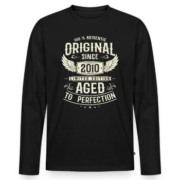 Vintage 2010 Surprise d’anniversaire - T-shirt manches longues Premium bio Homme - noir - Devant - Nico (187cm)
