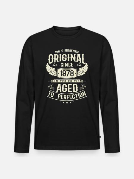 Retro 45th Birthday Present 1978 - Men's Premium Organic Long Sleeve Shirt - black