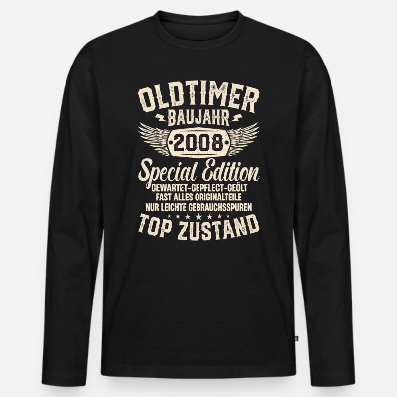 Retro Geschenk 2008er Oldtimer - Männer Premium Bio Langarmshirt - Schwarz