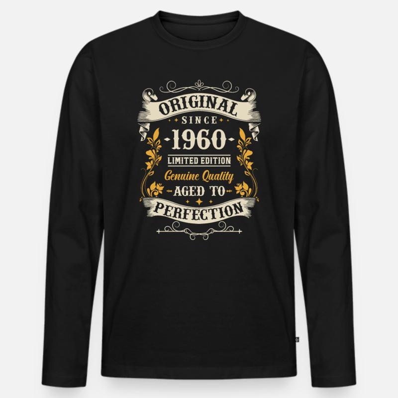 Jubiläumsgeschenk 63/64 Jahre - Männer Premium Bio Langarmshirt - Schwarz