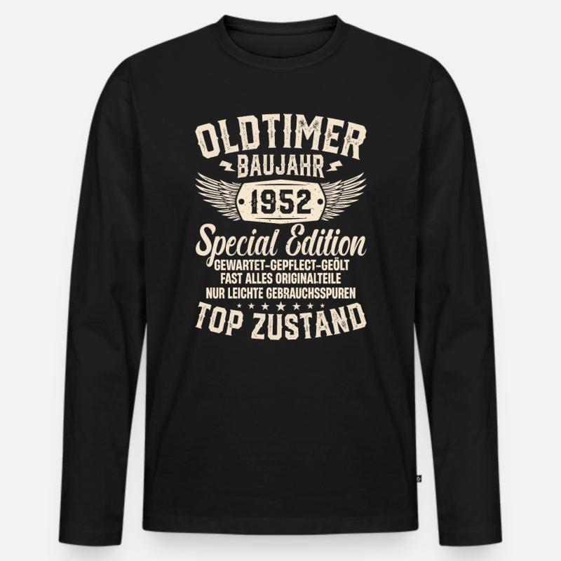 Nostalgisches Geschenk '52er Oldtimer - Männer Premium Bio Langarmshirt - Schwarz