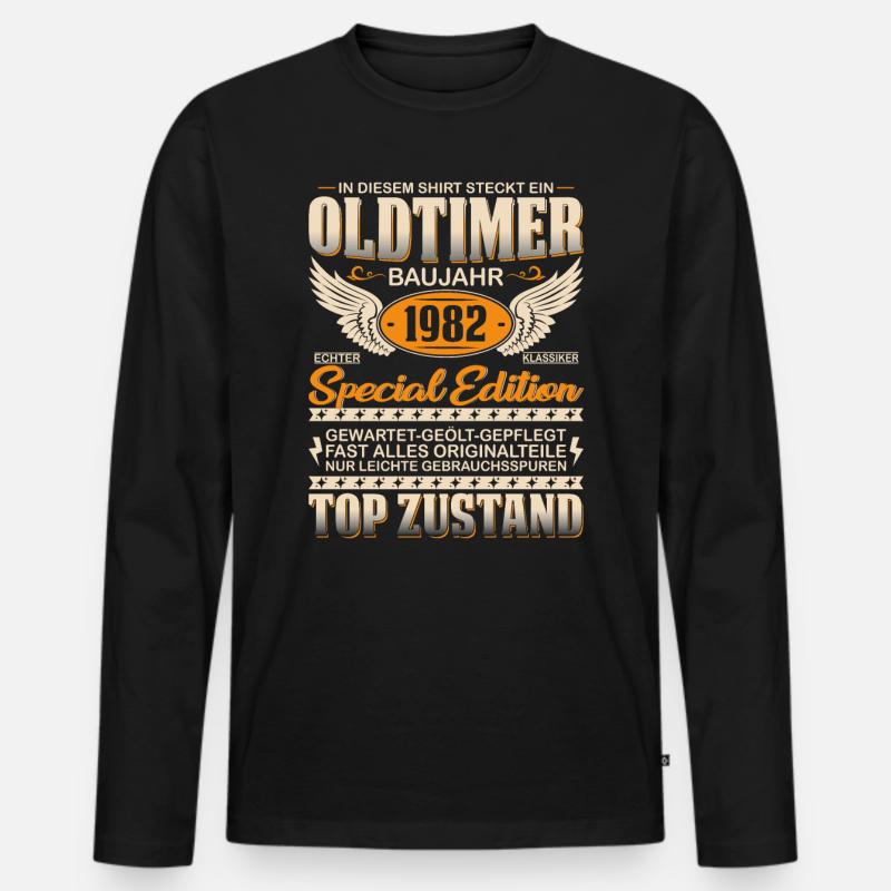 Einzigartiger Oldtimer 1982 - Männer Premium Bio Langarmshirt - Schwarz