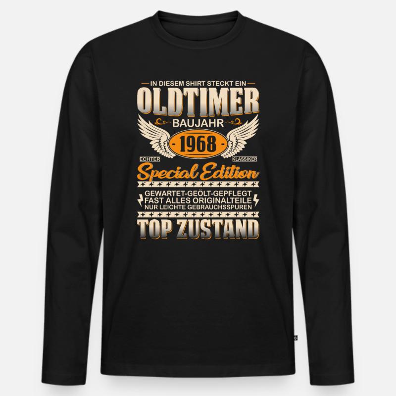 1968er Oldtimer-Geschenke - Männer Premium Bio Langarmshirt - Schwarz