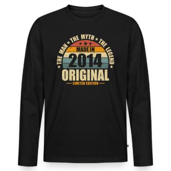 Born 2014 Legend - Men's Premium Organic Long Sleeve Shirt - black - Front - Nico (187cm)