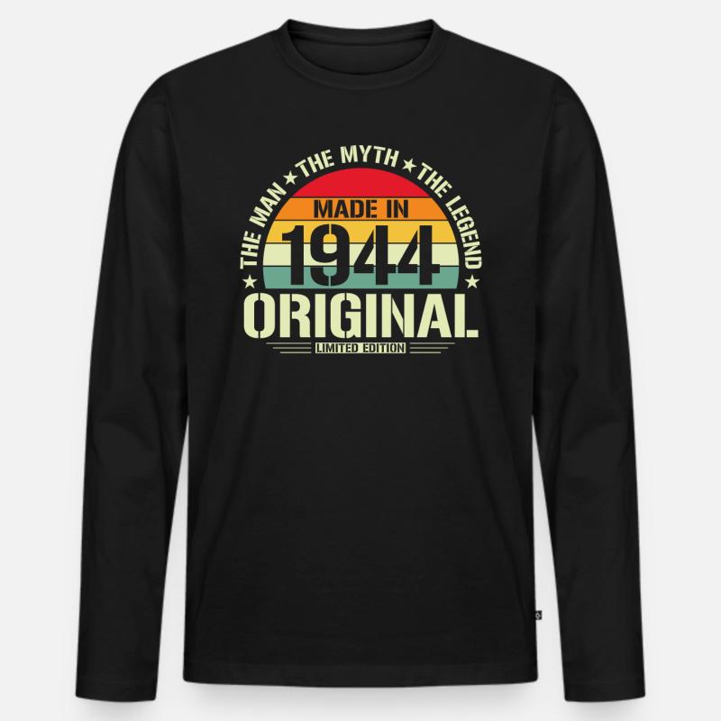 Klassiker 1944 - Männer Premium Bio Langarmshirt - Schwarz