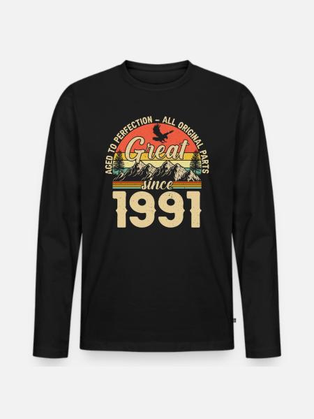 1991 - Un millésime Millésime - T-shirt manches longues Premium bio Homme - noir