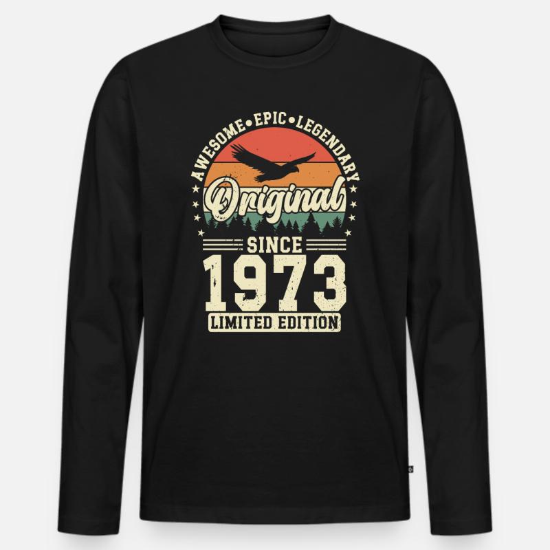 Legendäres Jubiläum 1973 - Männer Premium Bio Langarmshirt - Schwarz