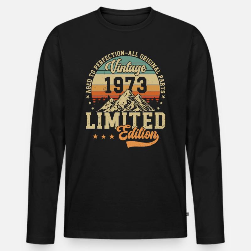 Legendäres 1973 Jubiläum - Männer Premium Bio Langarmshirt - Schwarz