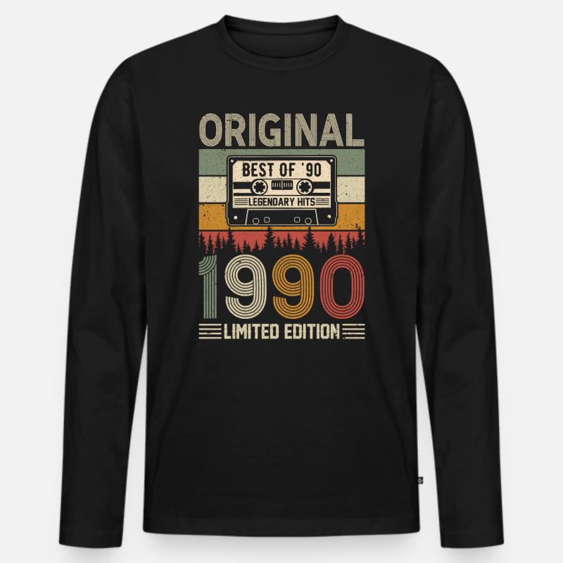 1990 Jubiläumsstern 34 - Männer Premium Bio Langarmshirt - Schwarz