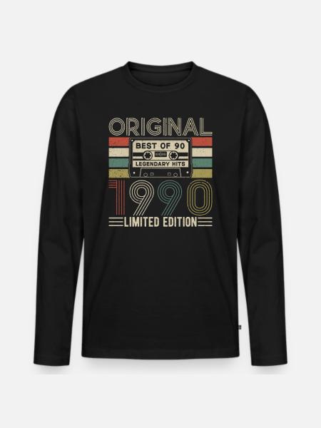 Legenden von 1990 - Männer Premium Bio Langarmshirt - Schwarz