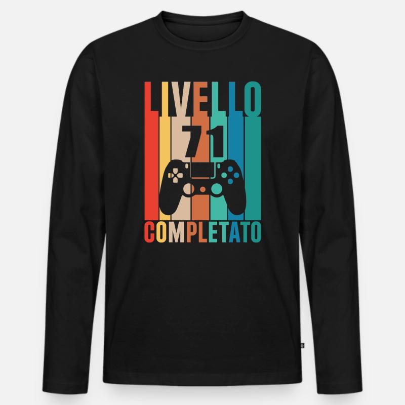 Stufe 71 - Männer Premium Bio Langarmshirt - Schwarz