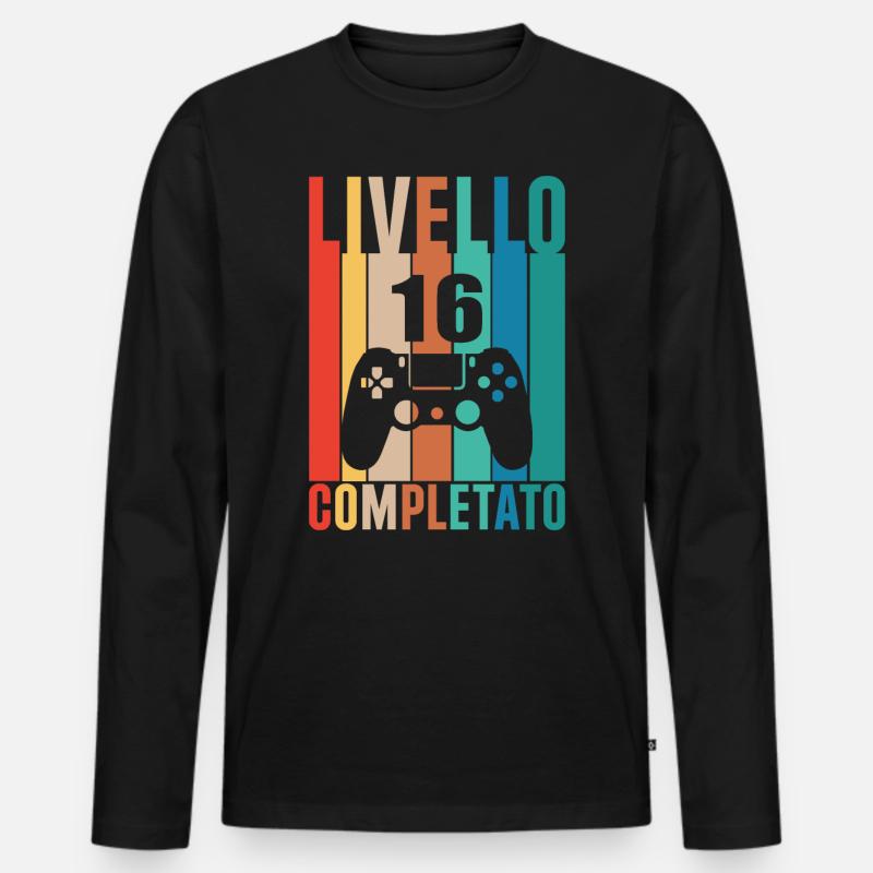 Stufe 16 - Männer Premium Bio Langarmshirt - Schwarz