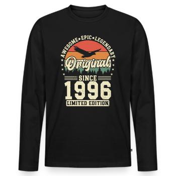 1996 Geburtstagsgeschenk 1996 Jahrgang 1996 Geschenk - Männer Premium Bio Langarmshirt - Schwarz - Vorne - Nico (187cm)
