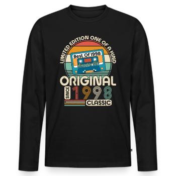 1998 Birthday Gift 1998 Vintage 1998 Gift - Men's Premium Organic Long Sleeve Shirt - black - Front - Nico (187cm)