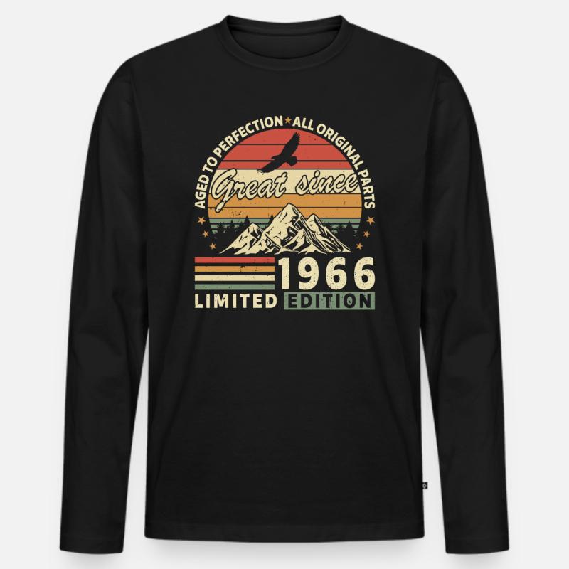 Vintage 1966 Legends Tee - Männer Premium Bio Langarmshirt - Schwarz