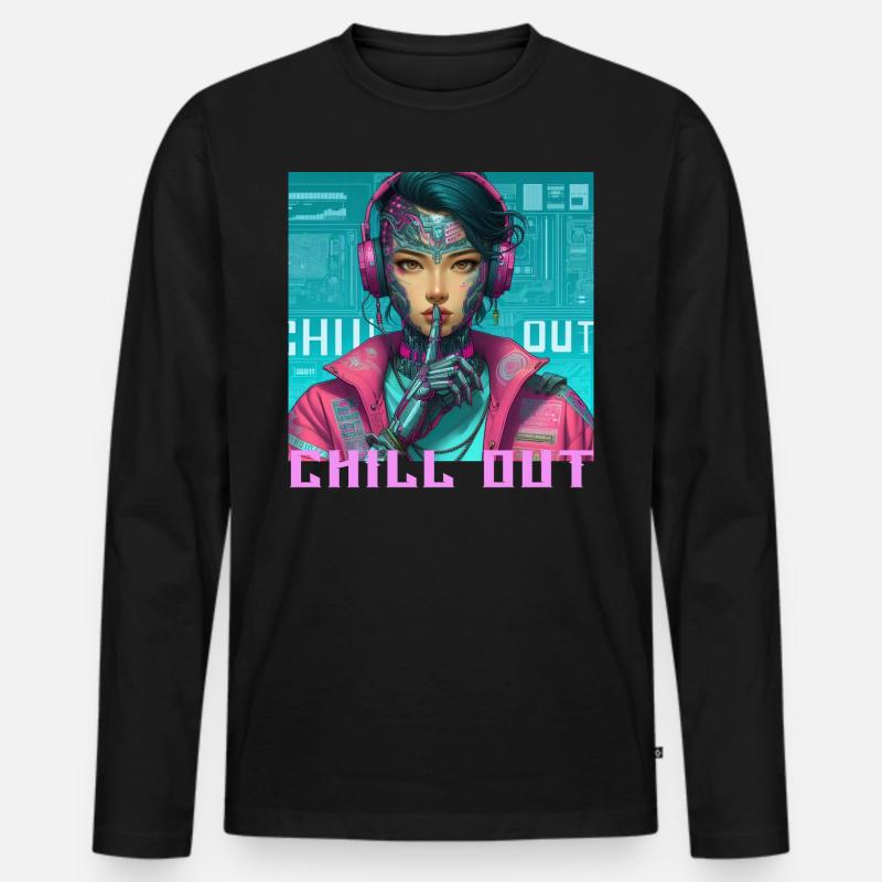Chill doch - Männer Premium Bio Langarmshirt - Schwarz