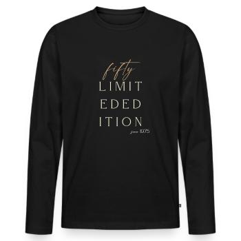 50th Birthday limited edition since 1975 Gift - Men's Premium Organic Long Sleeve Shirt - black - Front - Nico (187cm)