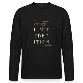 90th Birthday limited edition since 1935 Gift - Men's Premium Organic Long Sleeve Shirt - black - Front - Nico (187cm)