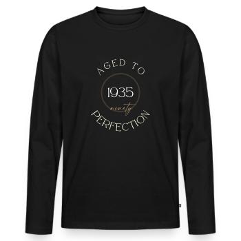 90th Birthday, aged to perfection 1935, gift - Men's Premium Organic Long Sleeve Shirt - black - Front - Nico (187cm)