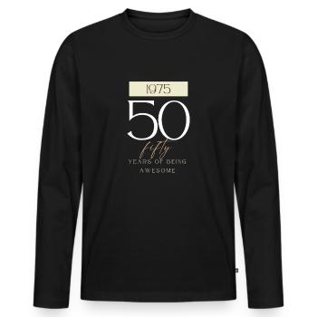 50e anniversaire Années d’être génial 1975 Cadeau - T-shirt manches longues Premium bio Homme - noir - Devant - Nico (187cm)