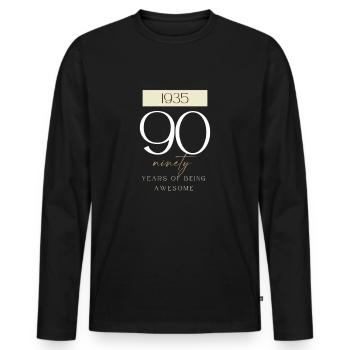 90th birthday years of being awesome 1935 gift - Men's Premium Organic Long Sleeve Shirt - black - Front - Nico (187cm)