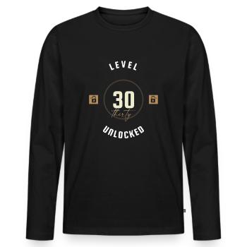 30th Birthday Level thirty unlocked, gift - Men's Premium Organic Long Sleeve Shirt - black - Front - Nico (187cm)