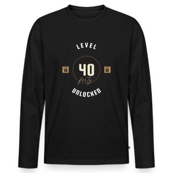 40. Geburtstag Level forty unlocked, Geschenk - Männer Premium Bio Langarmshirt - Schwarz - Vorne - Nico (187cm)