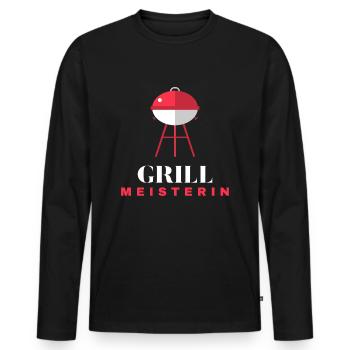 Grillmeisterin - Deutscher Spruch - Männer Premium Bio Langarmshirt - Schwarz - Vorne - Nico (187cm)