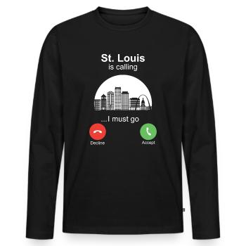 St. Louis is Calling - Men's Premium Organic Long Sleeve Shirt - black - Front - Nico (187cm)