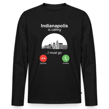 Indianapolis is Calling - Männer Premium Bio Langarmshirt - Schwarz - Vorne - Nico (187cm)